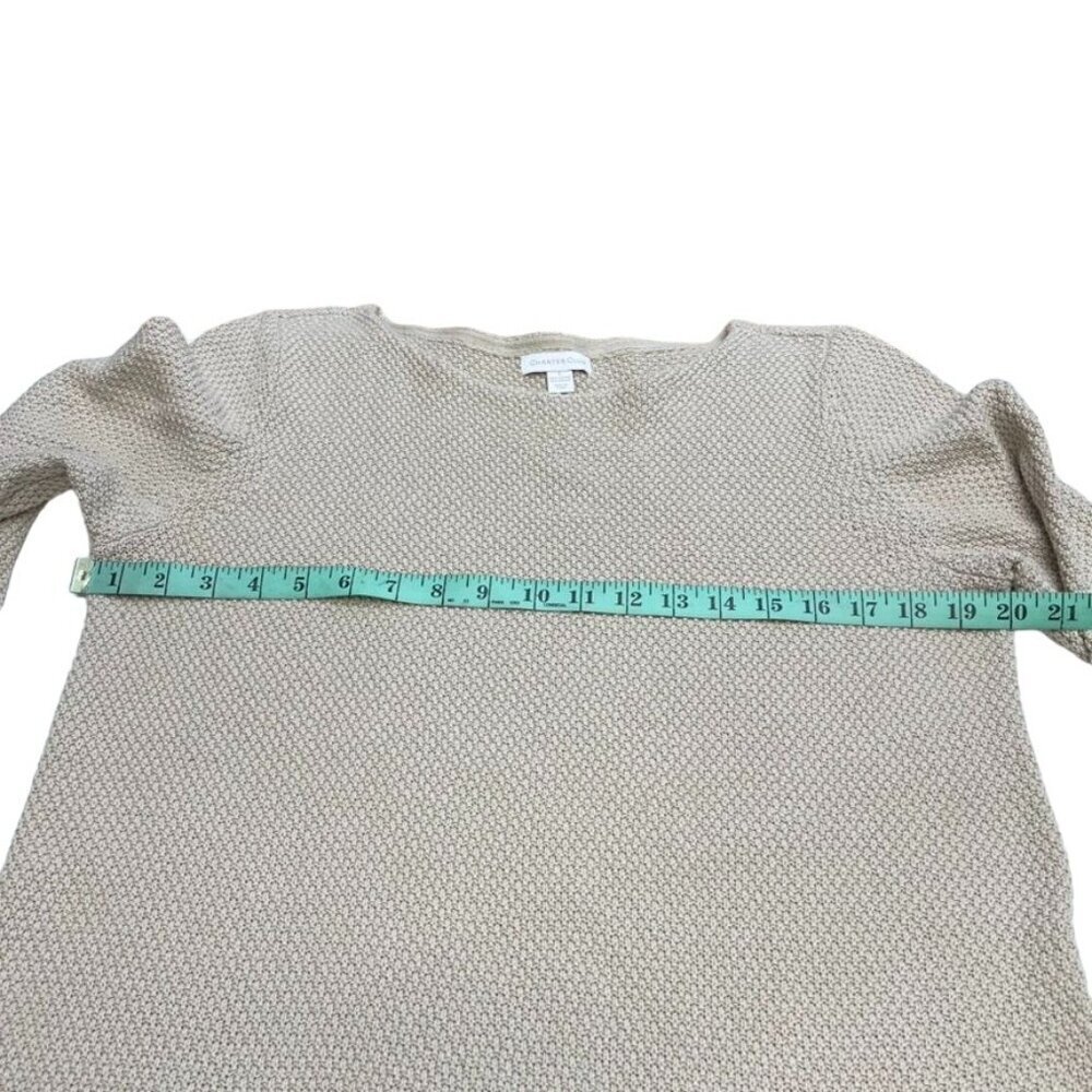 Charter Club Women's Knit Sweater Beige 3/4 Sleeve Size L 60% Cotton 40% Acrylic - Picture 6 of 11